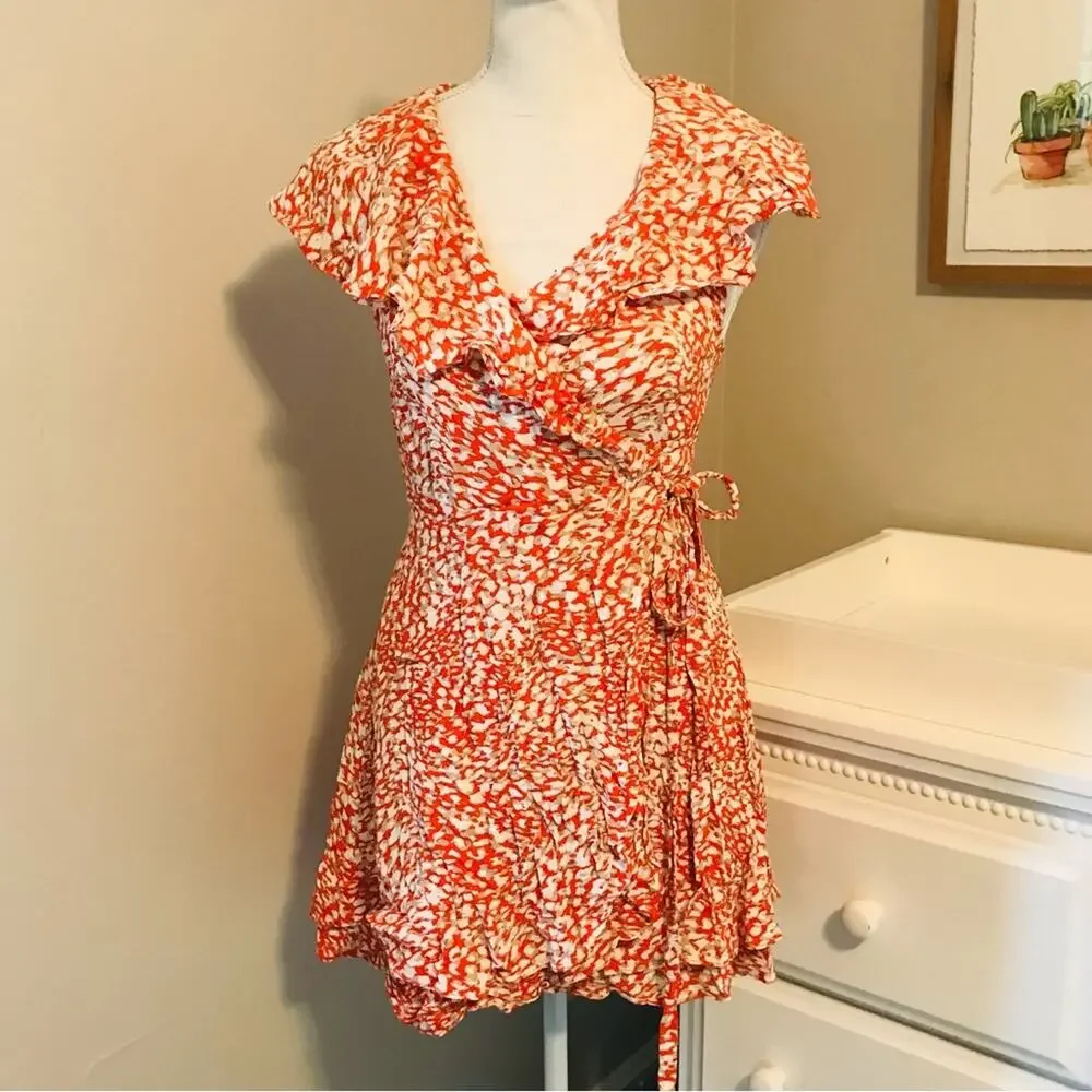 Free People French Quarter Ruffle Wrap Mini Dress